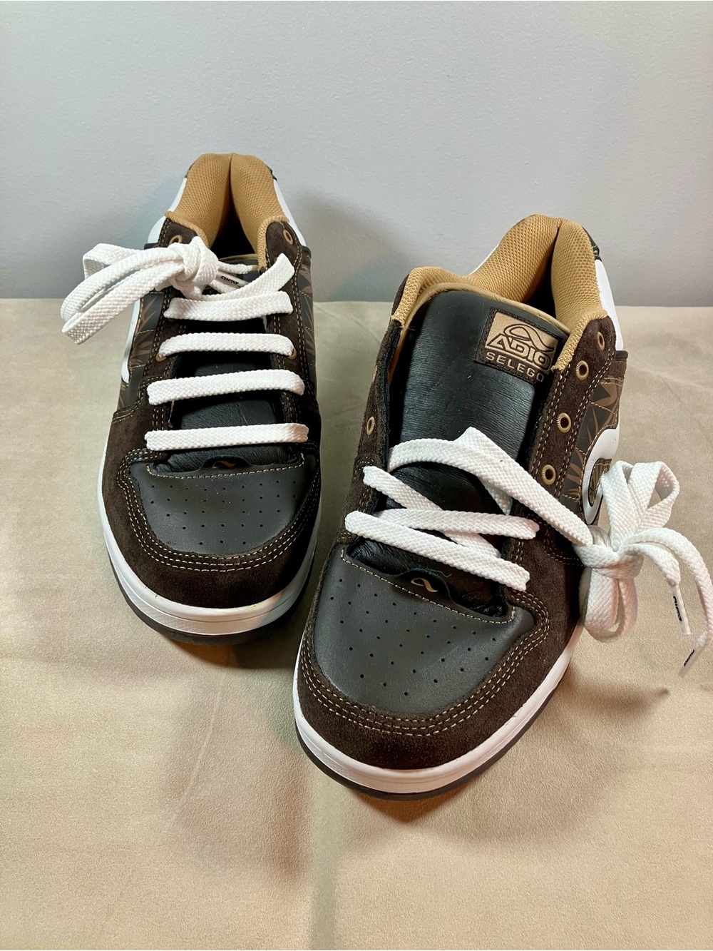 Adio Skate Shoes - Ed Selego Brown Tan Leather - US Mens Size 13 EUC - Y2K Puffy